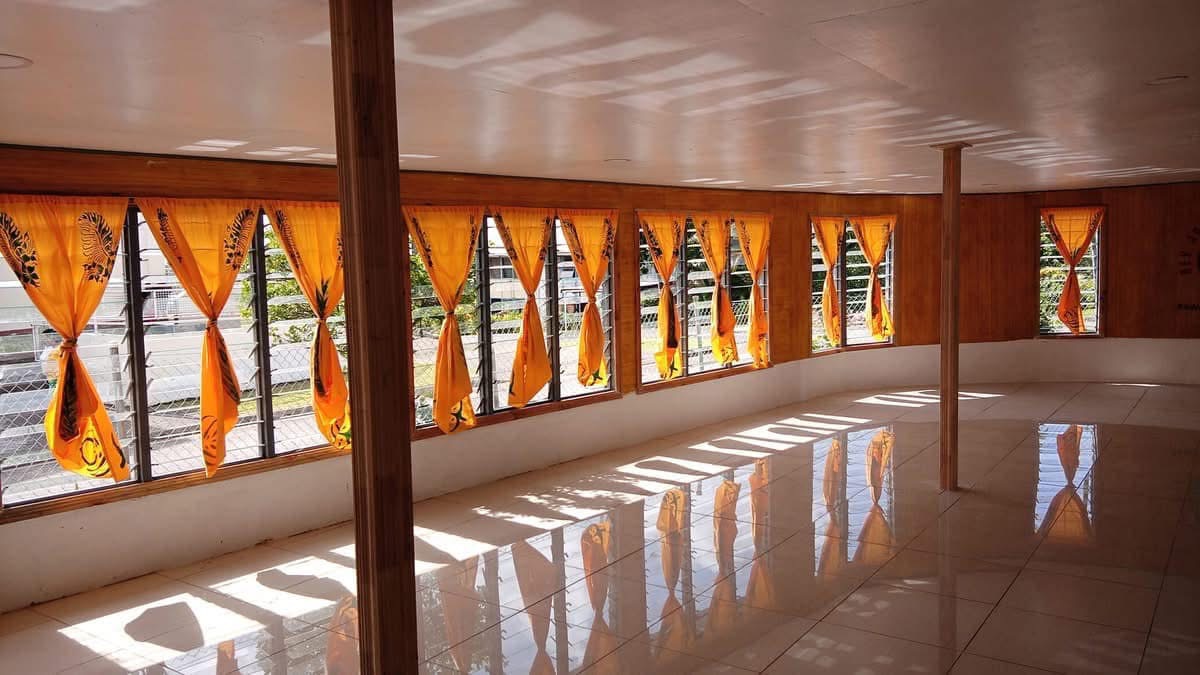 Main Hall - Spacious interior with beautiful traditional Fijian curtains